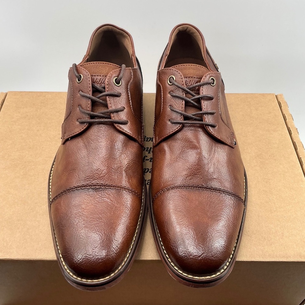 Tommy Hilfiger Mens Cognac Brown Cap Toe Oxford Dress Shoes TMRAIMO